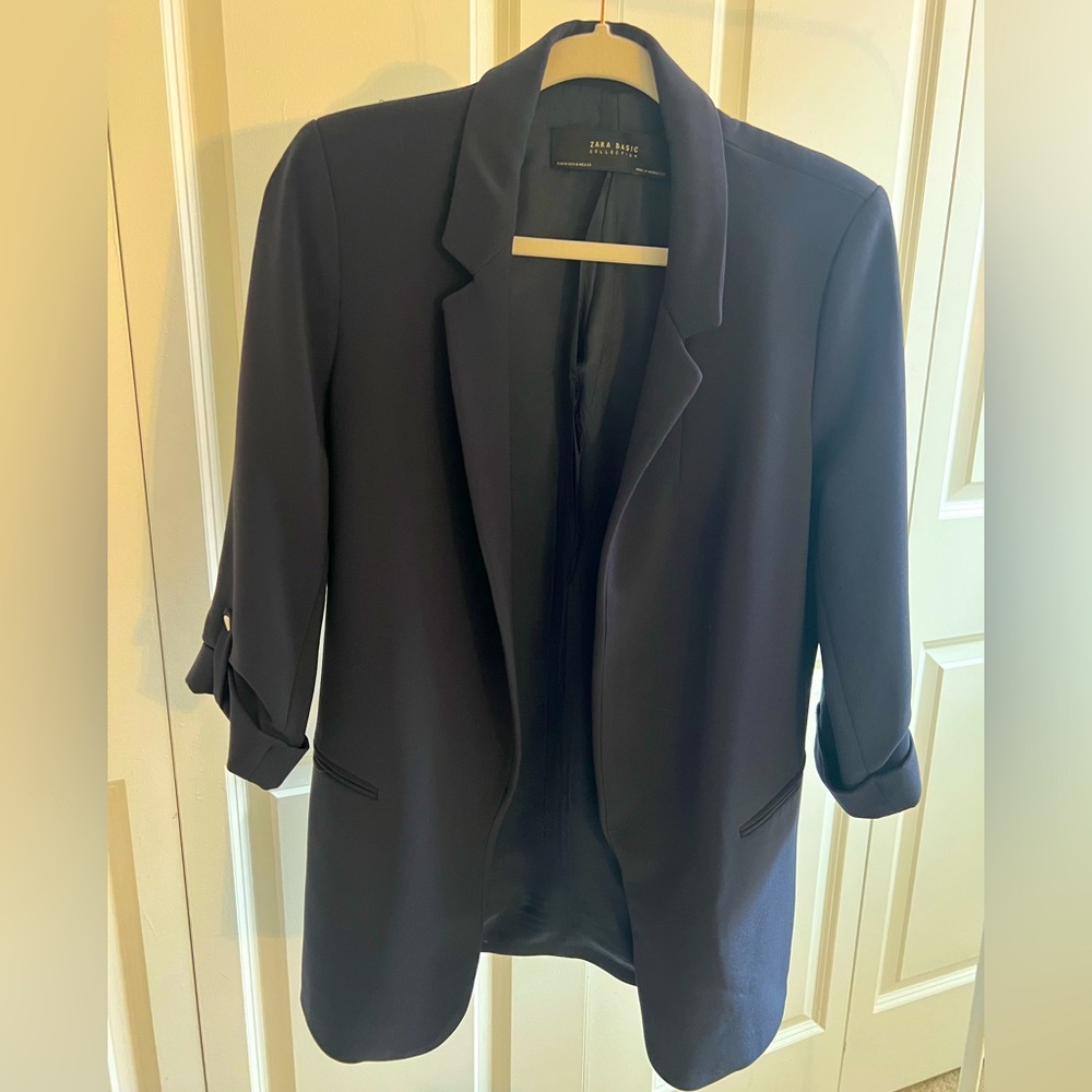Zara navy blazer. Medium. Silver button on sleeve